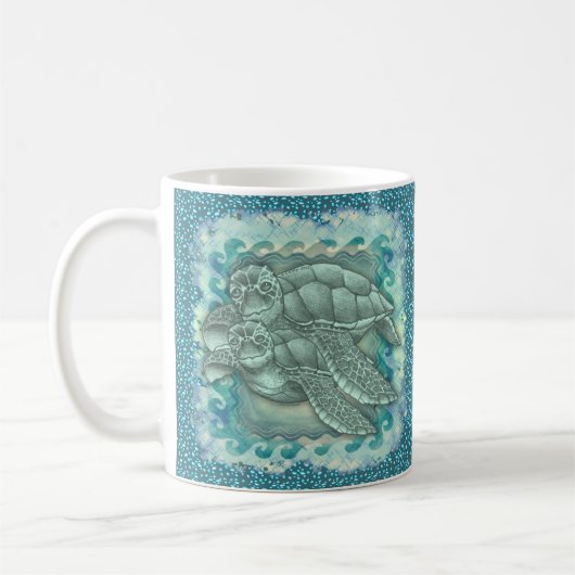 Vreedzame zeeschildpadden mok (Links)