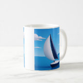 Vreedzame Zeilboot Oceaan Koffiemok (Voorkant rechts)