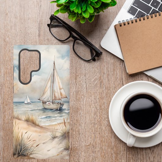 Vreedzame zeilende Waterverf Kust Samsung Galaxy Hoesje