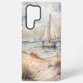 Vreedzame zeilende Waterverf Kust Samsung Galaxy Hoesje (Achterkant)