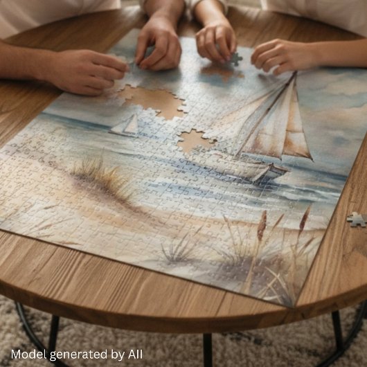 Vreedzame Zeilvaart Waterverf Kust Legpuzzel