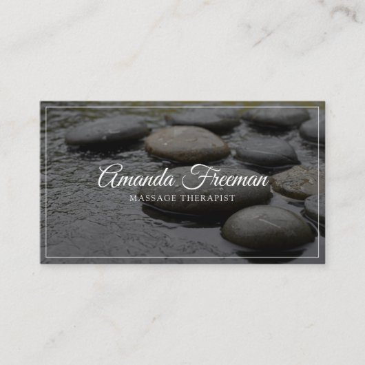 Vreedzame zen steen massage therapie visitekaartje (Voorkant)