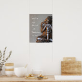 Vreedzame, zilveren Boeddha-woorden van wijsheid Poster (Keuken)