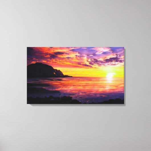 Vreedzame zonsondergang door de Zee Canvas Afdruk (Voorkant)