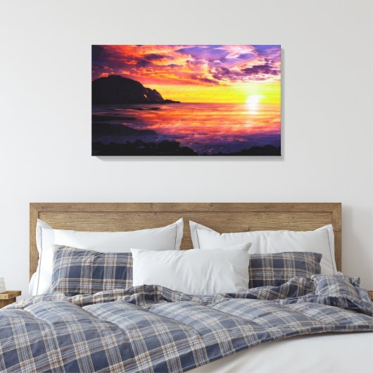 Vreedzame zonsondergang door de Zee Canvas Afdruk (Insitu (Slaapkamer))