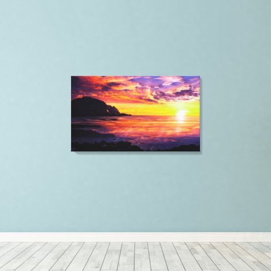 Vreedzame zonsondergang door de Zee Canvas Afdruk (Insitu (Houten vloer))