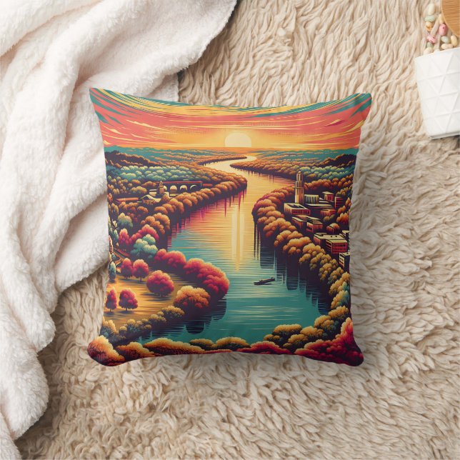 Vreedzame zonsondergang in Texas Hill Country Kussen (Deken)