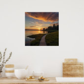 Vreedzame zonsondergang Landschap Vibes Poster (Keuken)