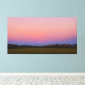 Vreedzame zonsondergang over de weide canvas afdruk (Insitu (Houten vloer))