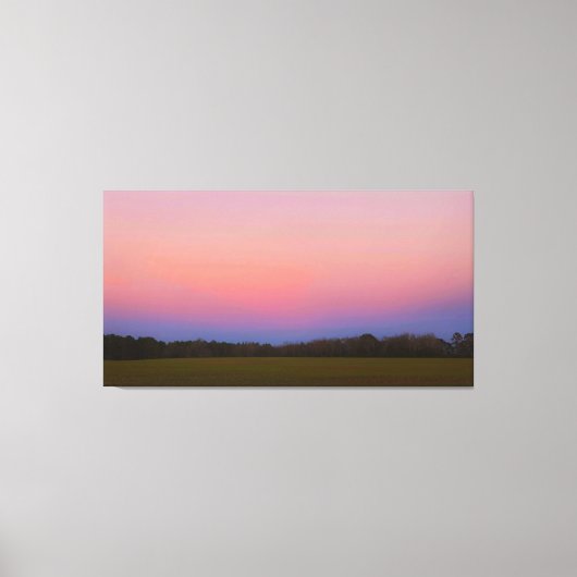 Vreedzame zonsondergang over de weide canvas afdruk (Voorkant)