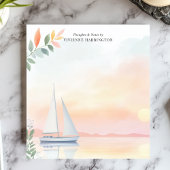 Vreedzame zonsondergang zeilboot Waterverf geperso Notitieblok