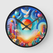  vreedzame zonsopkomst duif Abstract Ronde Klok (Voorkant)