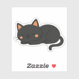 Vreedzame Zwarte Kat Slaap Sticker