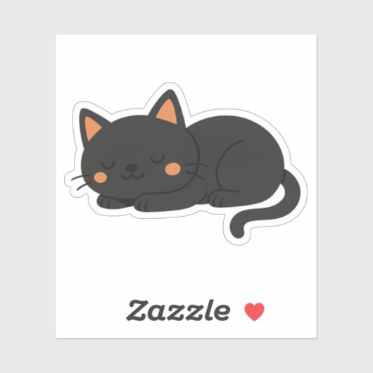 Vreedzame Zwarte Kat Slaap Sticker (Vel)