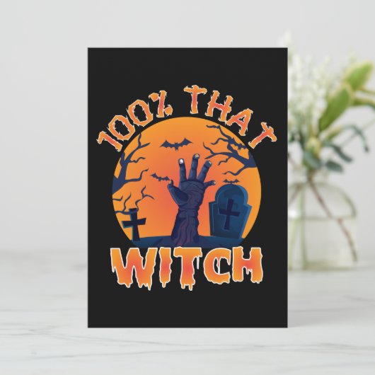 Vreemd 100% die heks Halloween Feestdagenkaart (Staand voorkant)