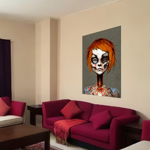 Vreemd bizarre portret van dode persoon AI Art. Poster