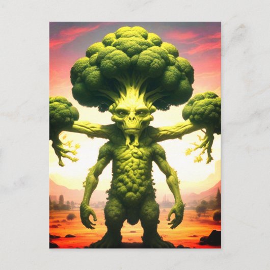Vreemd broccoli monster briefkaart (Voorkant)
