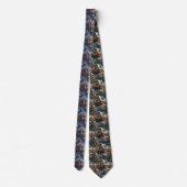Vreemd Bruin en Blauw Peperkoekhuis Patroon Stropdas (Achterkant)