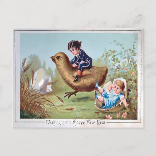 Vreemd Charmant Vintage Nieuwjaar Briefkaart (Voorkant)