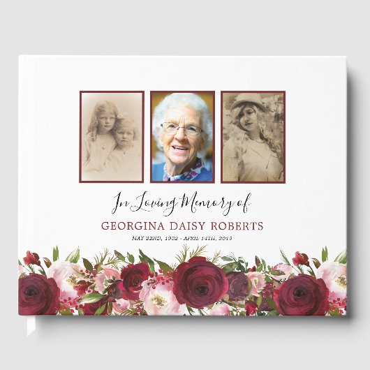 Vreemd condoleances | 3 Foto Memorial Floral Gastenboek (Voorkant)