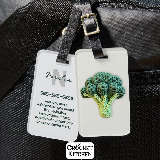 Vreemd elegante minimalistische gehaakte broccoli bagagelabel