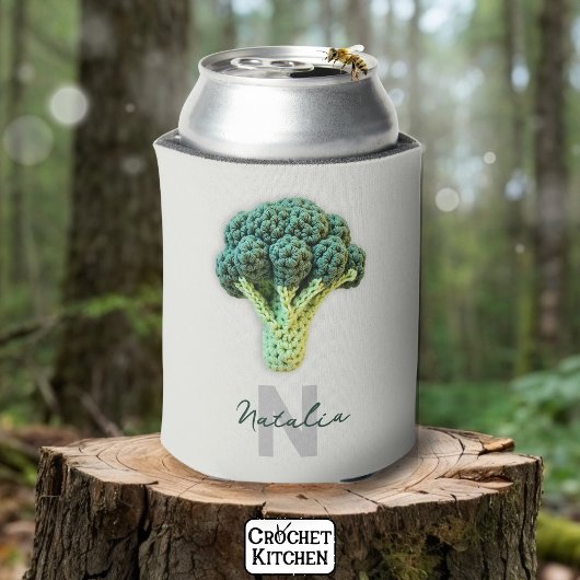 Vreemd elegante minimalistische gehaakte broccoli blikjeskoeler