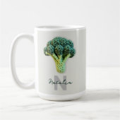 Vreemd elegante minimalistische gehaakte broccoli  koffiemok (Links)