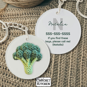 Vreemd elegante minimalistische gehaakte broccoli sleutelhanger