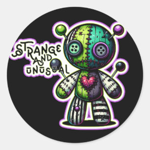 Vreemd en ongebruikelijk paars groen hart voodoo b ronde sticker