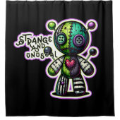 Vreemd en ongewoon Paarse Groene Hart Voodoo Beer Douchegordijn (Voorkant)