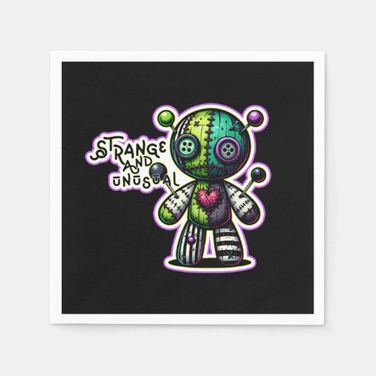 Vreemd en ongewoon Paarse Groene Hart Voodoo Beer Servet (Voorkant)