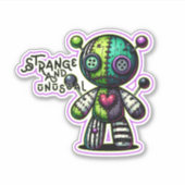 Vreemd en ongewoon Paarse Groene Hart Voodoo Beer Sticker (Voorkant)