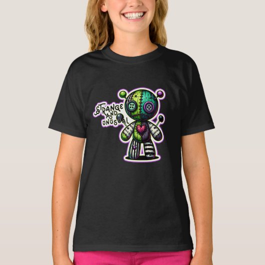 Vreemd en ongewoon Paarse Groene Hart Voodoo Beer T-shirt (Voorkant)