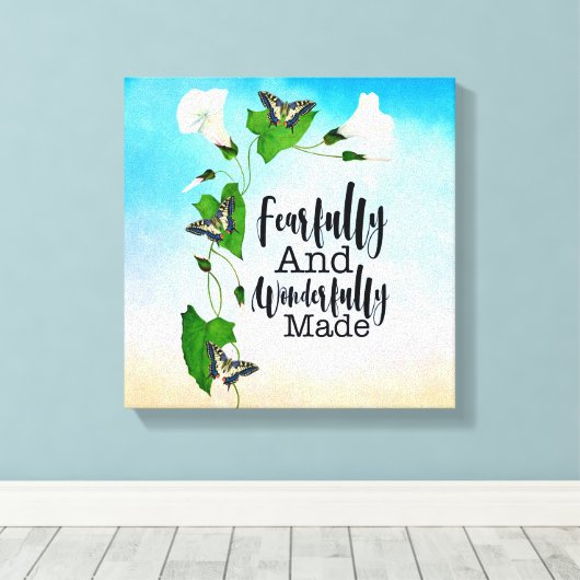 Vreemd en prachtig gemaakt Psalm 139:14 Canvas Afdruk (Insitu (Houten vloer))