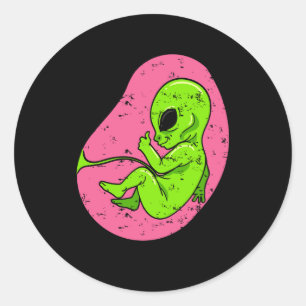 Vreemd foetus embryo Baby Zwangerschap UFO Hallowe Ronde Sticker