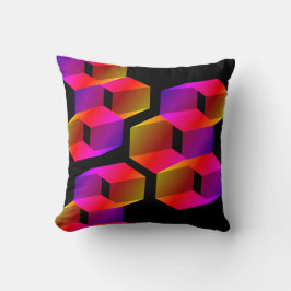Vreemd gekleurde zeshoeken met zwarte achtergrond kussen