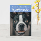 Vreemd genoeg Boston Terrier met Boston Accent Bir Kaart (Gele Bloem)