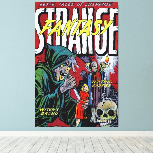 Vreemd genoeg is de enge heks  strips canvas afdruk (Insitu (Houten vloer))