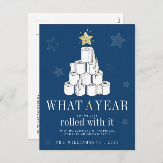 Vreemd jaar 2020: kerstboompapier feestdagenkaart (Voorkant / Achterkant)