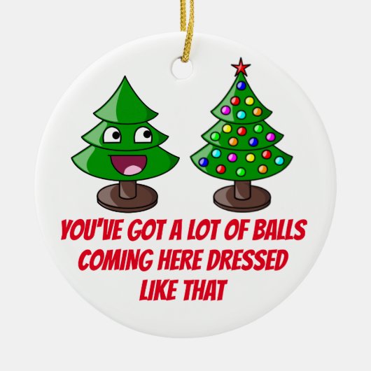 Vreemd kerstboomtje - veel ballen keramisch ornament (Voorkant)