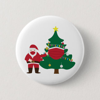 Vreemd kerstfeest 2020 Kerstman en versierde boom Ronde Button 5,7 Cm