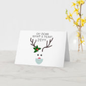 Vreemd kerstfeest 2020 rendier met gezichtsmasker kaart (Gele Bloem)