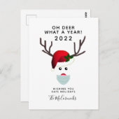 Vreemd kerstfeest 2021 Covid Face Mask Reindeer Briefkaart (Voorkant / Achterkant)