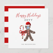 Vreemd kerstfeest 2022 Gingerbrood Man in Face Mas (Voorkant / Achterkant)