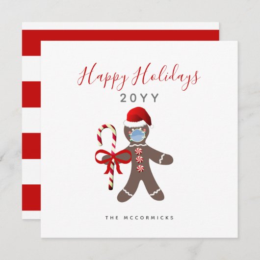 Vreemd kerstfeest 2022 Gingerbrood Man in Face Mas (Voorkant / Achterkant)