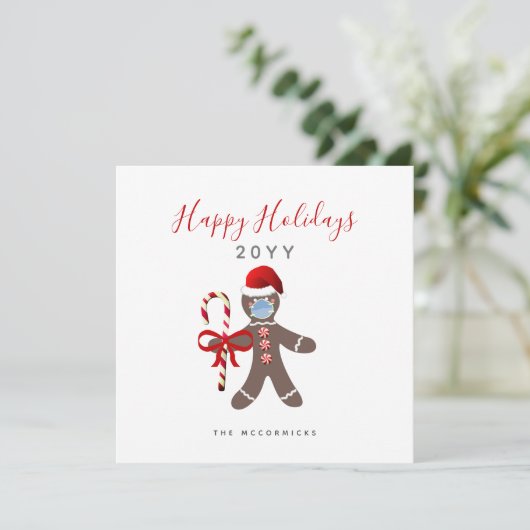 Vreemd kerstfeest 2022 Gingerbrood Man in Face Mas (Staand voorkant)