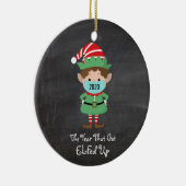 Vreemd kerstfeest Elf 2020 jaar dat opgestaan werd Keramisch Ornament (Rechts)