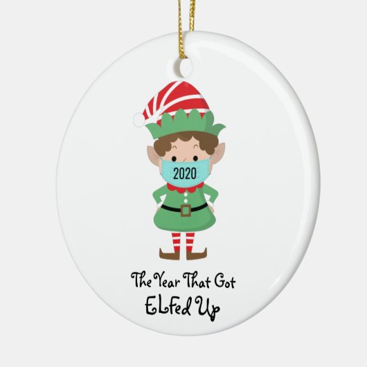 Vreemd kerstfeest Elf 2020 jaar dat opgestaan werd Keramisch Ornament (Links)
