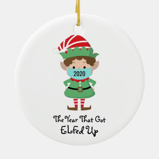 Vreemd kerstfeest Elf 2020 jaar dat opgestaan werd Keramisch Ornament (Achterkant)