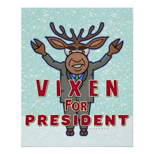 Vreemd kerstfeest Vixen President renrendierverkie Poster (Voorkant)